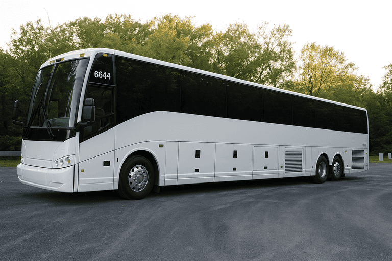 exterior of Charter Bus Rental West Bloomfield coach bus